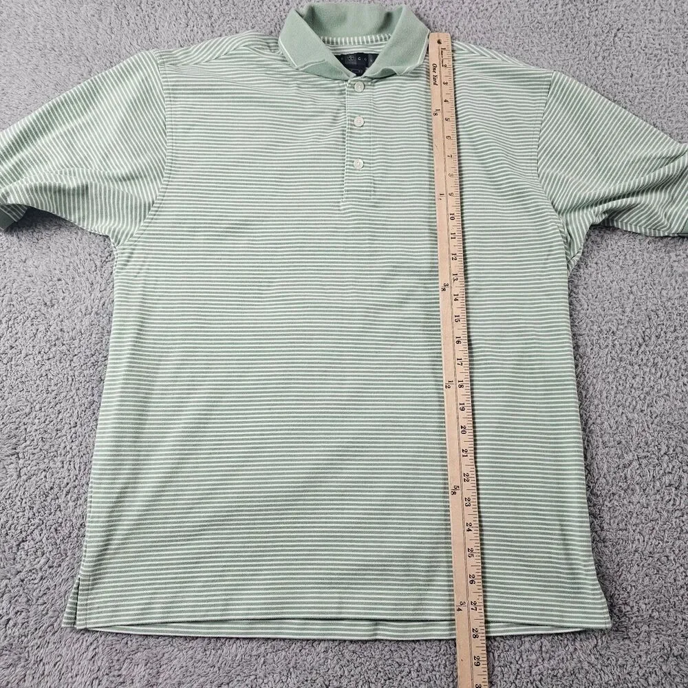 Nike Shirt Mens Medium Green Cotton Striped Golf Polo Dri Fit Casual Active
